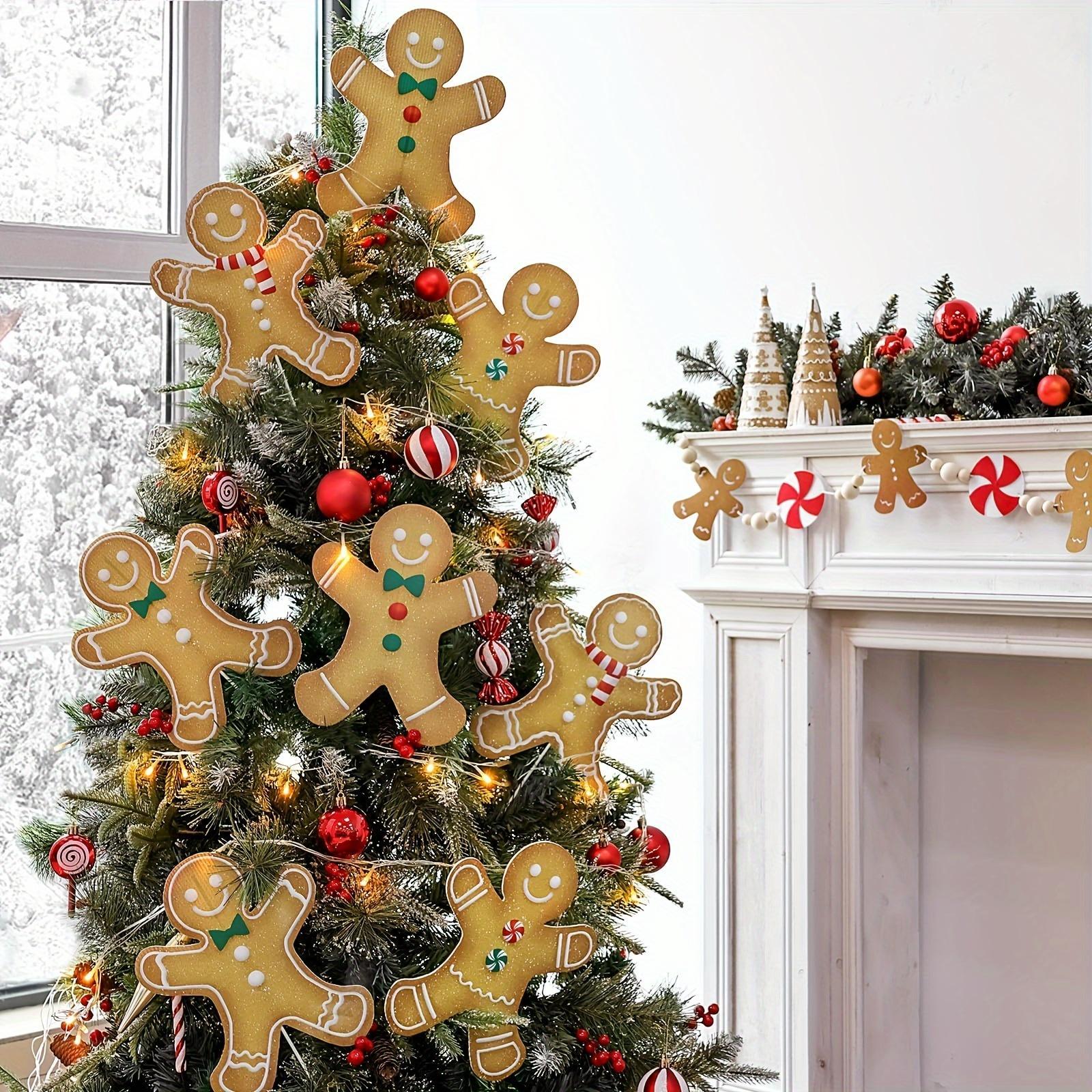 4/8/12pcs Large Gingerbread for Man Christmas Tree Ornaments,Cute Rustic Holiday Decor for Home,School &Office,Christmas Pendant