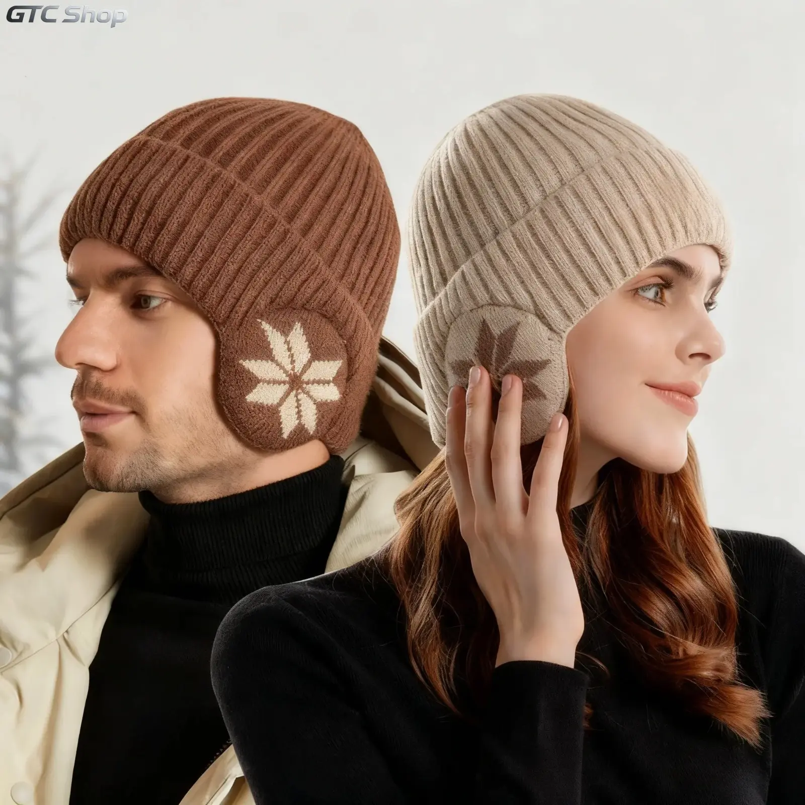 Unisex Korean‑Style Winter Knitted Wool Hat, Fleece‑Lined Thickened Ear‑Flap Beanie, Soft Cold‑Resistant Outdoor Headwear for Cycling & Cold‑Weather Daily Styling