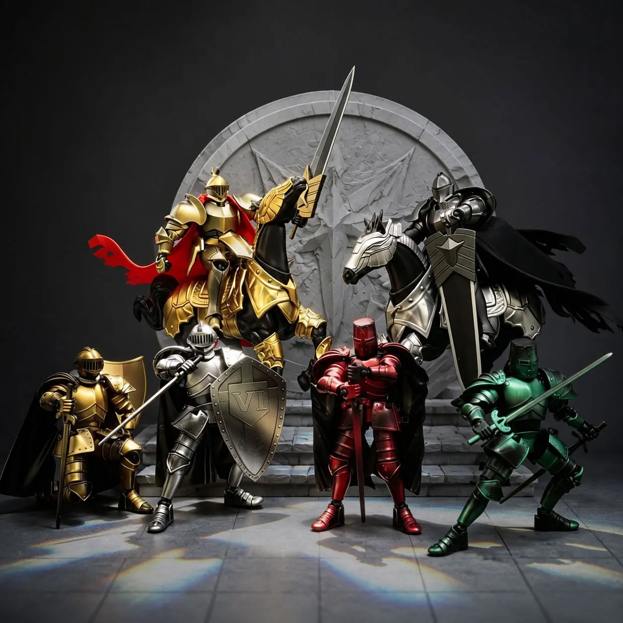 Multi-Jointed Medieval Knight Warhorse Model, Retro Armor Figure Collectible Figurine Decorative Display, Vintage Warrior Desktop Collection Toy Gift, Collectible Items
