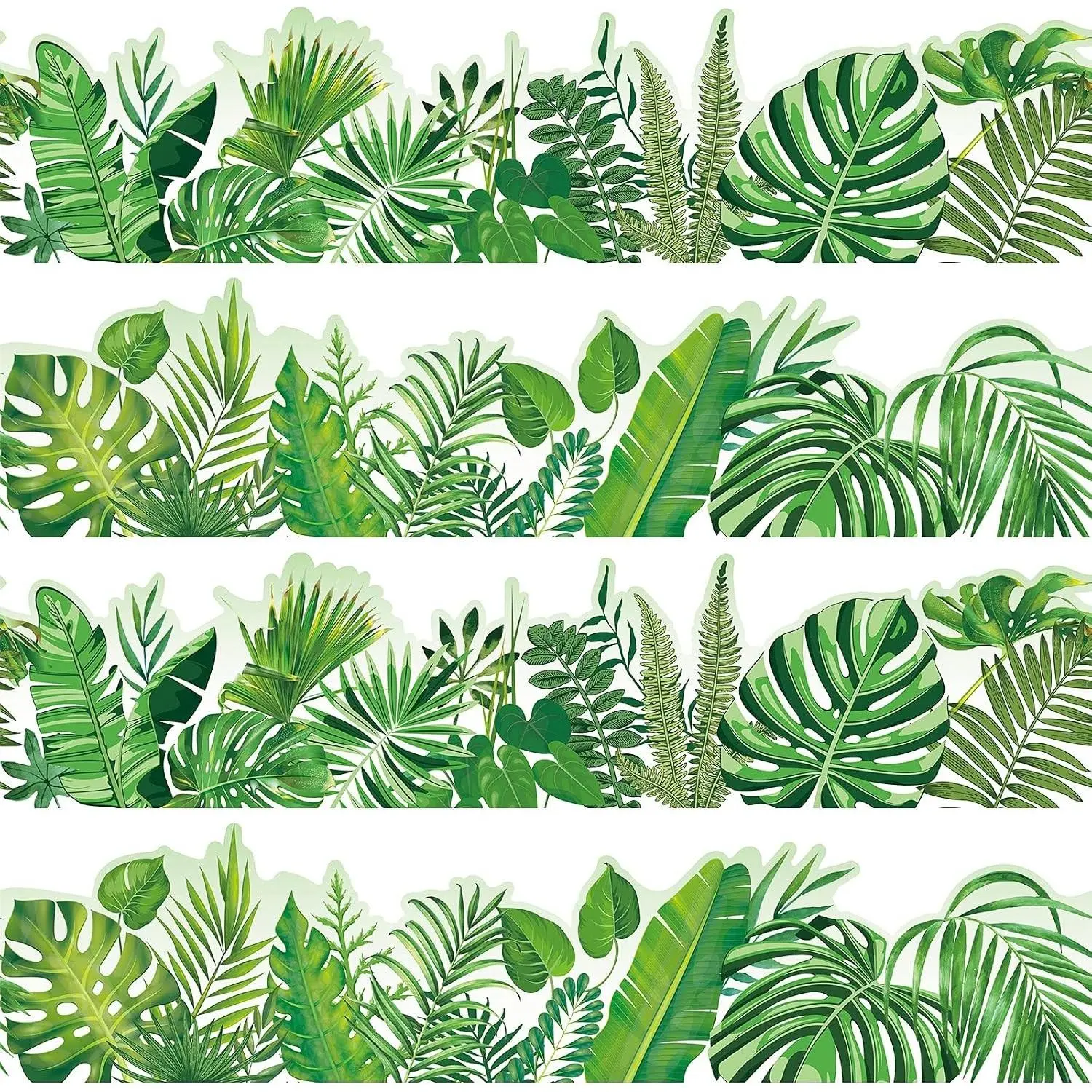 59ft Tropical Leaves Eucalyptus Bulletin Board Borders - Greenery Boho Classroom Trim for Tropical Party, School, Office & Home Wall Decor