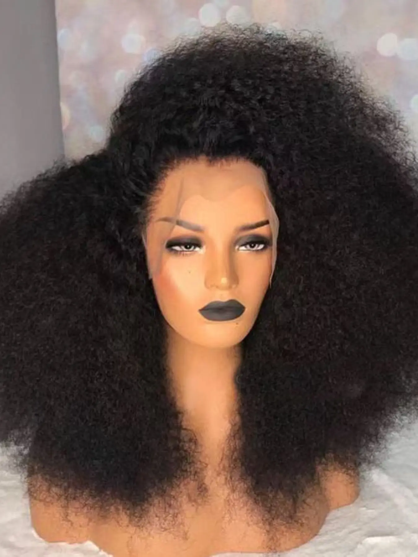 180 density daily wearing 26 inch long T-shaped black curly wig 13x4x1 baby hair pre combed free to split lace front wig comfortable to wear high temperature resistant non adhesive wig breathable fashion specially designed for black women wig