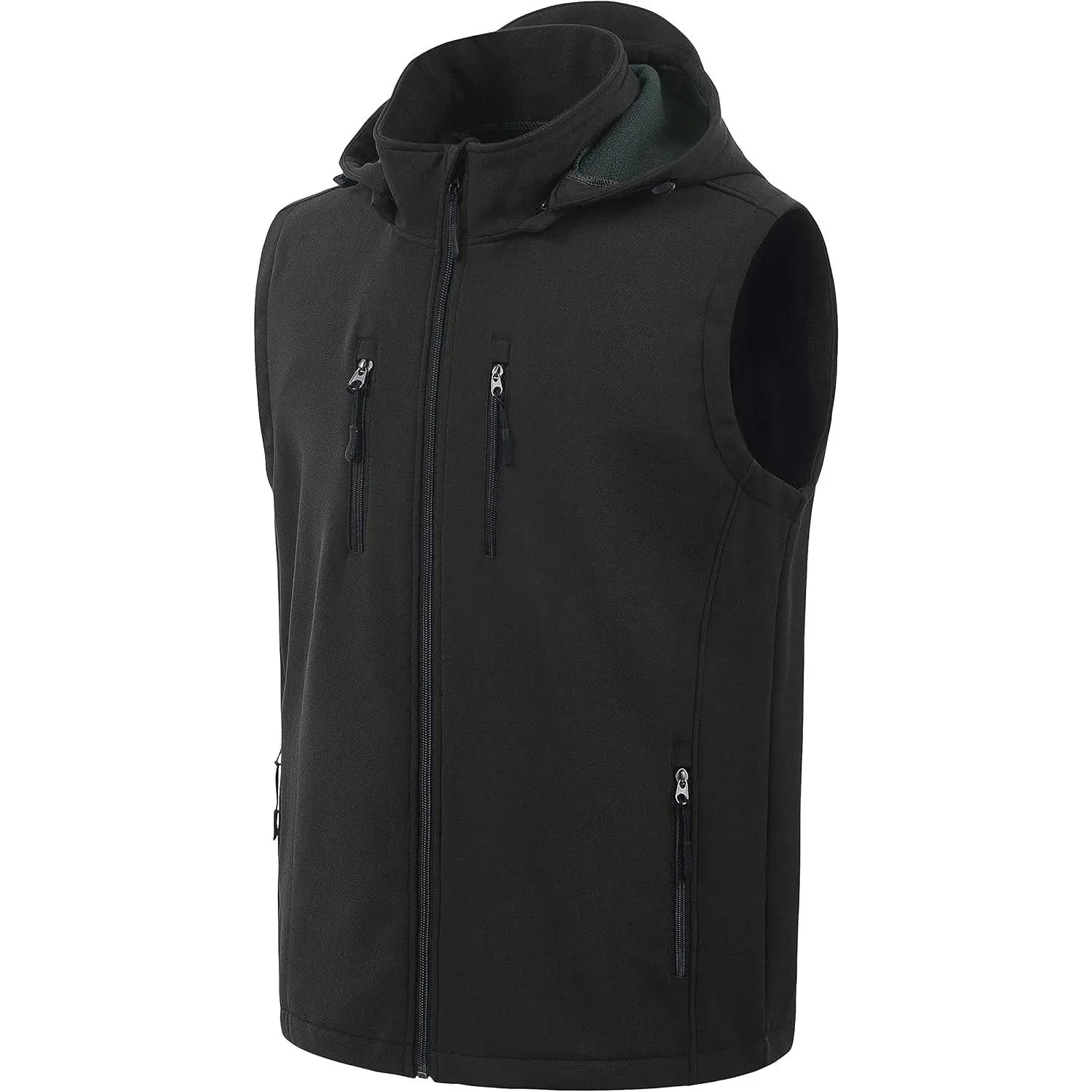 US Men's Casual Lightweight Warm Thin Outerwear Vest Windbreaker Sleeveless Jacket With Removable Hood