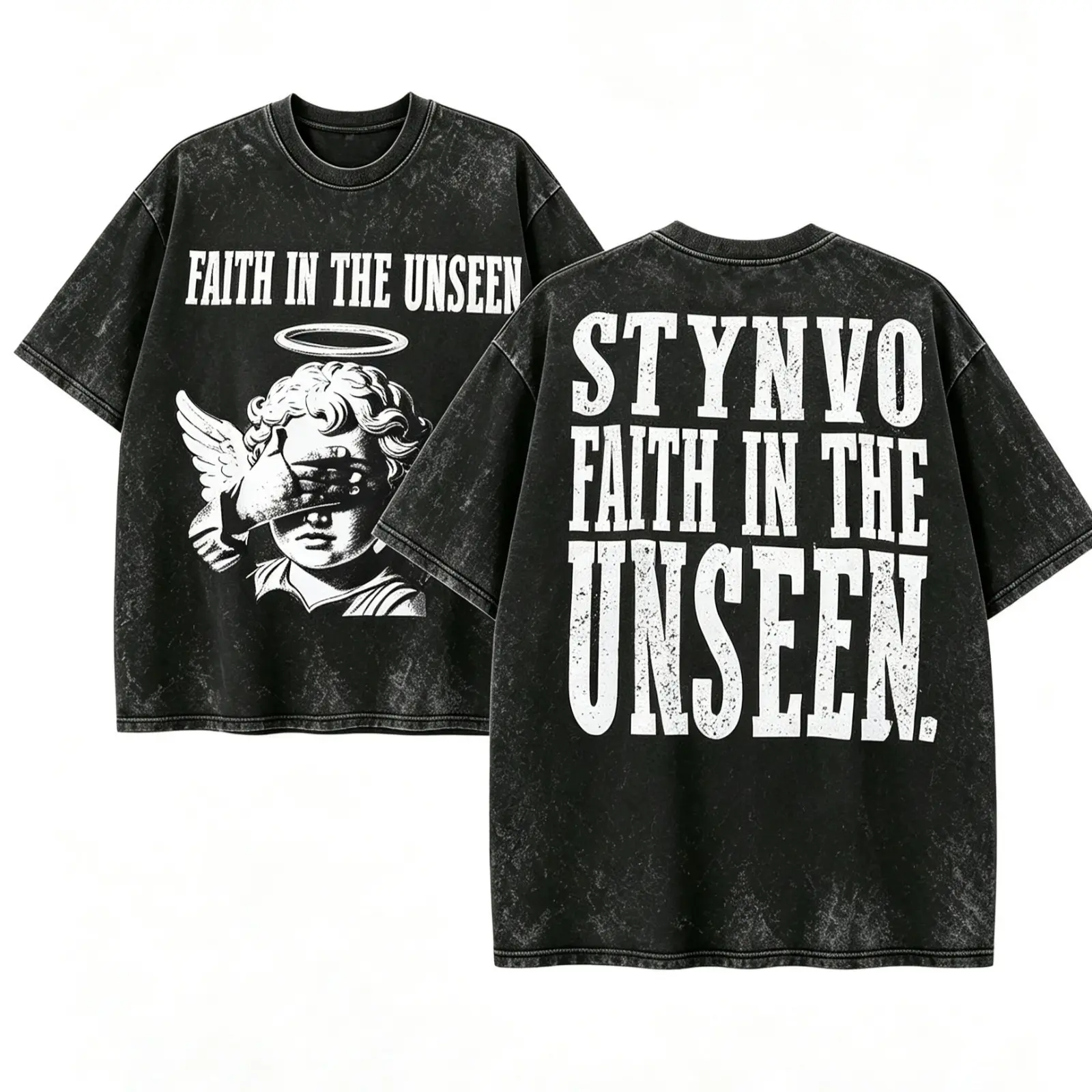Vintage Distressed Angel Cherub Graphic T Shirt Men Women 100% Cotton Oversized Crew Neck Short Sleeve Tee Letter Print Y2K Gothic Streetwear Loose Fit Casual Summer Daily Outfit Festival Fashion Unisex Top
