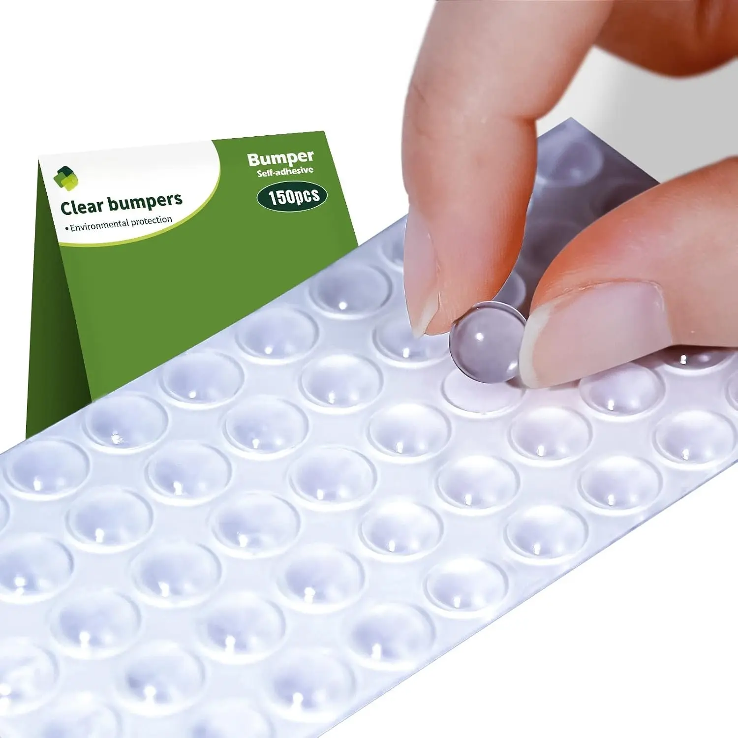Clear Cabinet Door Bumpers - 150 count 1/3" Dia, Sound Dampening | Self Adhesive Cabinet Stoppers, Cabinet Bumpers Dots for Drawers, Glass Tops and Small Furniture, Surface Protection