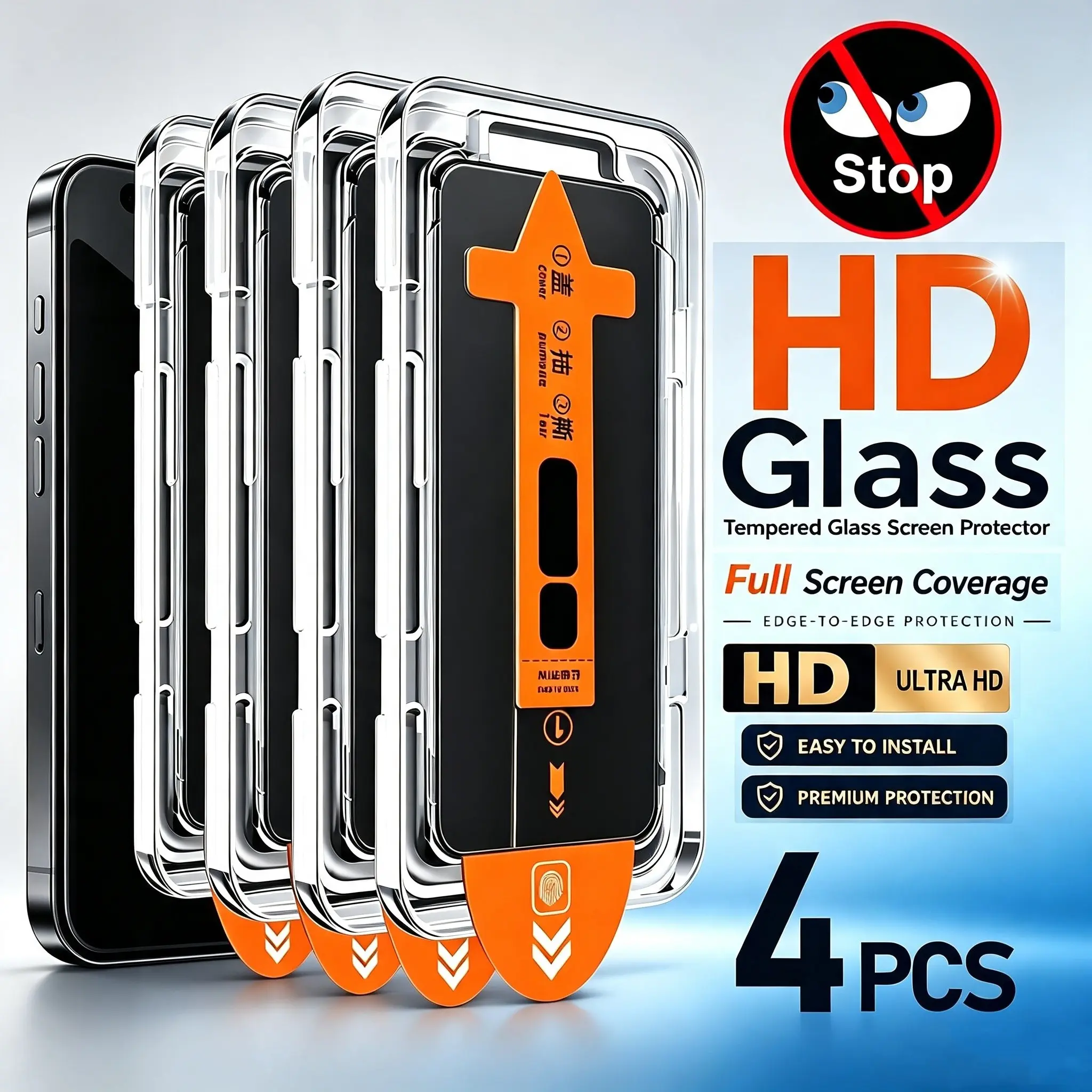 4 Pcs Full Cover Protective Privacy Tempered Glass Screen Protector For Samsung Galaxy A17 A07 A37 A57 A16 A26 A36 A56 A15 A25 A35 A55 A14 A24 A34 A54 A73 A53 5G A52 A52S A32 5G A12 Dedicated Tempered Glass Film, 9H+ Hardness, Anti-Scratch