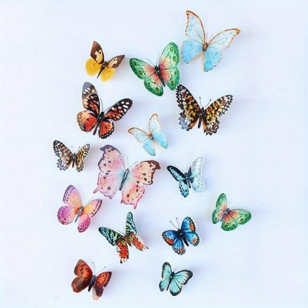 Plastic Butterfly Decorations, 36pcs/set 3D Watercolor Butterfly Decoration, Party Decoration Supplies for Wedding, Birthday, Festival
