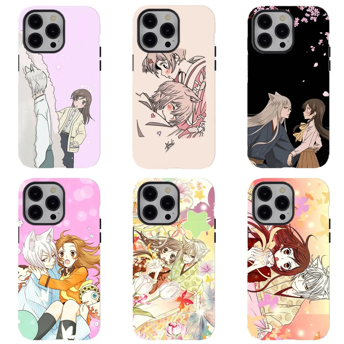 Kam1sama Kiss Romantic Fox Couple Anime Phone Case, Compatible for iPhone 17Promax 16 15 14 13 12 11 and for Samsung S26‑21, Pastel Coquette Shoujo Manga Aesthetic Cover, Viral Kawaii Otaku Shockproof Protective Shell, Sweet Gift, Perfect Holiday Gift