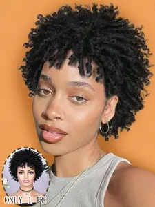 Short Dreadlock Wig for Black Women And Men Afro Cury faux Locs Hair Wigs Black Short Braided Wigs Glueless Afro kinky Twist Wigs Synthetic Short Dreads Wig