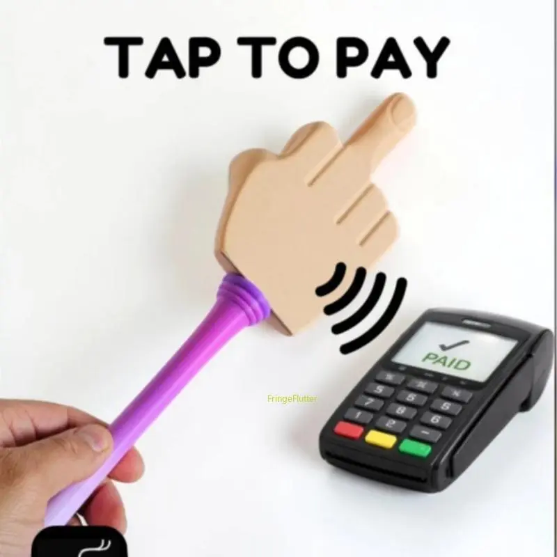 Compact Middle Finger NFC Payment Wand Keychain, Casual Everyday Contactless Tap-to-Pay Gadget, Novelty Prank Fashion Accessory for Friends & Strangers