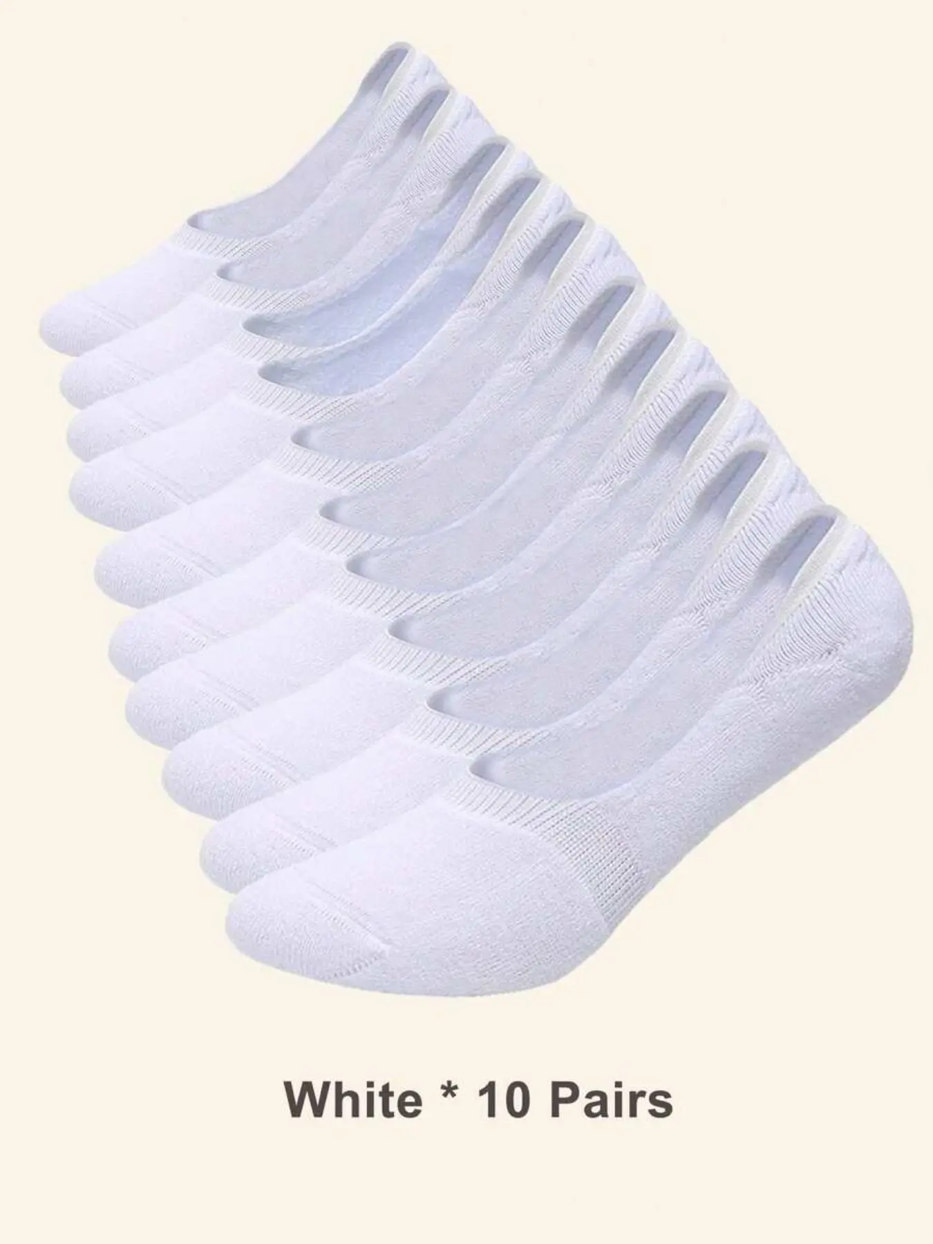 10 pairs of men's spring/summer versatile comfortable trendy solid black/white/gray invisible anti-slip boat socks