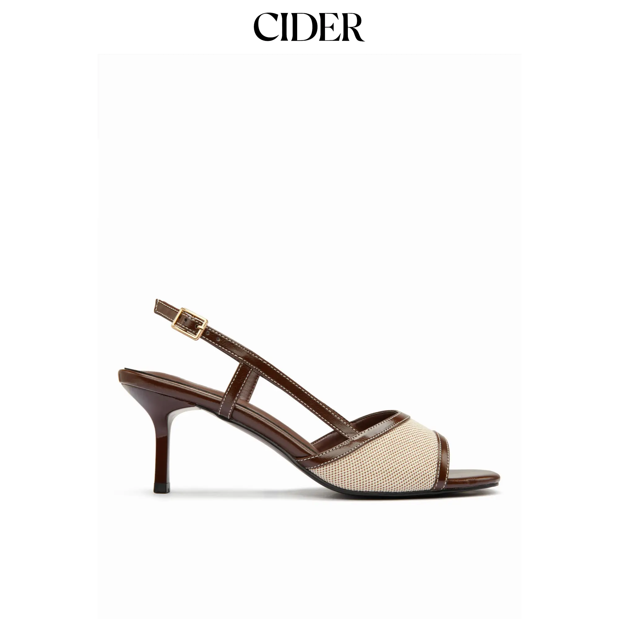 Cider TWO-TONE STRAP SLINGBACK HEELS Cider TWO-TONE STRAP SLINGBACK HEELS