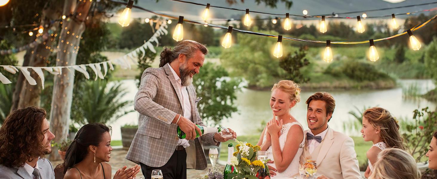 Outdoor String Lights Patio Lights Shatterproof ST38 Vintage Edison Bulbs, Outside Hanging Light Waterproof for Porch, Deck, Garden, Backyard, Balcony Outdoor Decorative String Lights for Halloween, Christmas