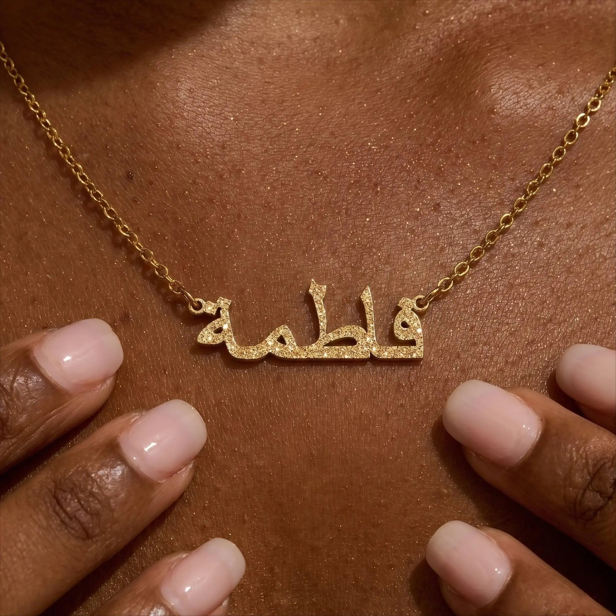 AS707 Personalized Custom Arabic Necklace Stainless Steel Pressed Sand Effect Holiday Gift Birthday Gift