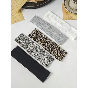 5pcs Headband Set Versatile Satin Leopard Print Headbands, Women Everyday Hair Accessories Turban Headband Sweatband, Hairband