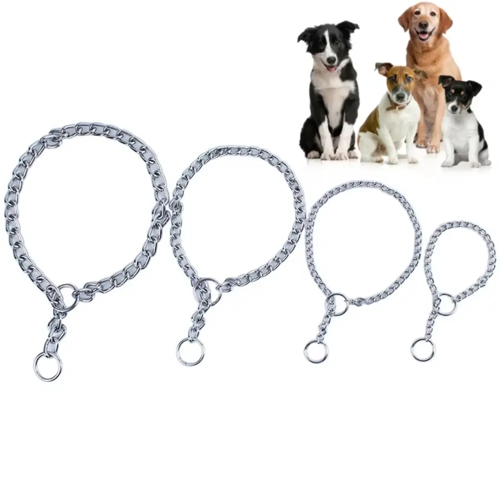 Heavy Duty Stainless Steel Slip Chain Collar, 4 Sizes Adjustable Training Dog Collar, Durable Control Lead for Small Medium Large Dogs Pitbulls