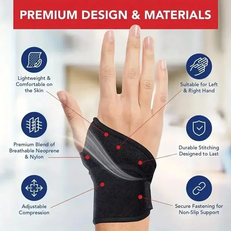 Breathable Adjustable Wrist Support  Comfort Fit for Carpal Tunnel & Wrist Pain, Gym & Daily Use, One Size Fits Both Hands