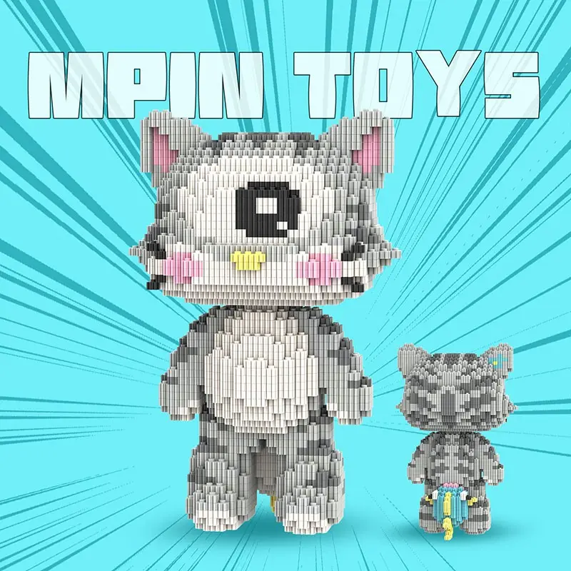 Building Block Toy Set, 25cm High Bear Construction Kit, Creative DIY Assembly Plaything, Unisex Gift Recommendation, Home Decor