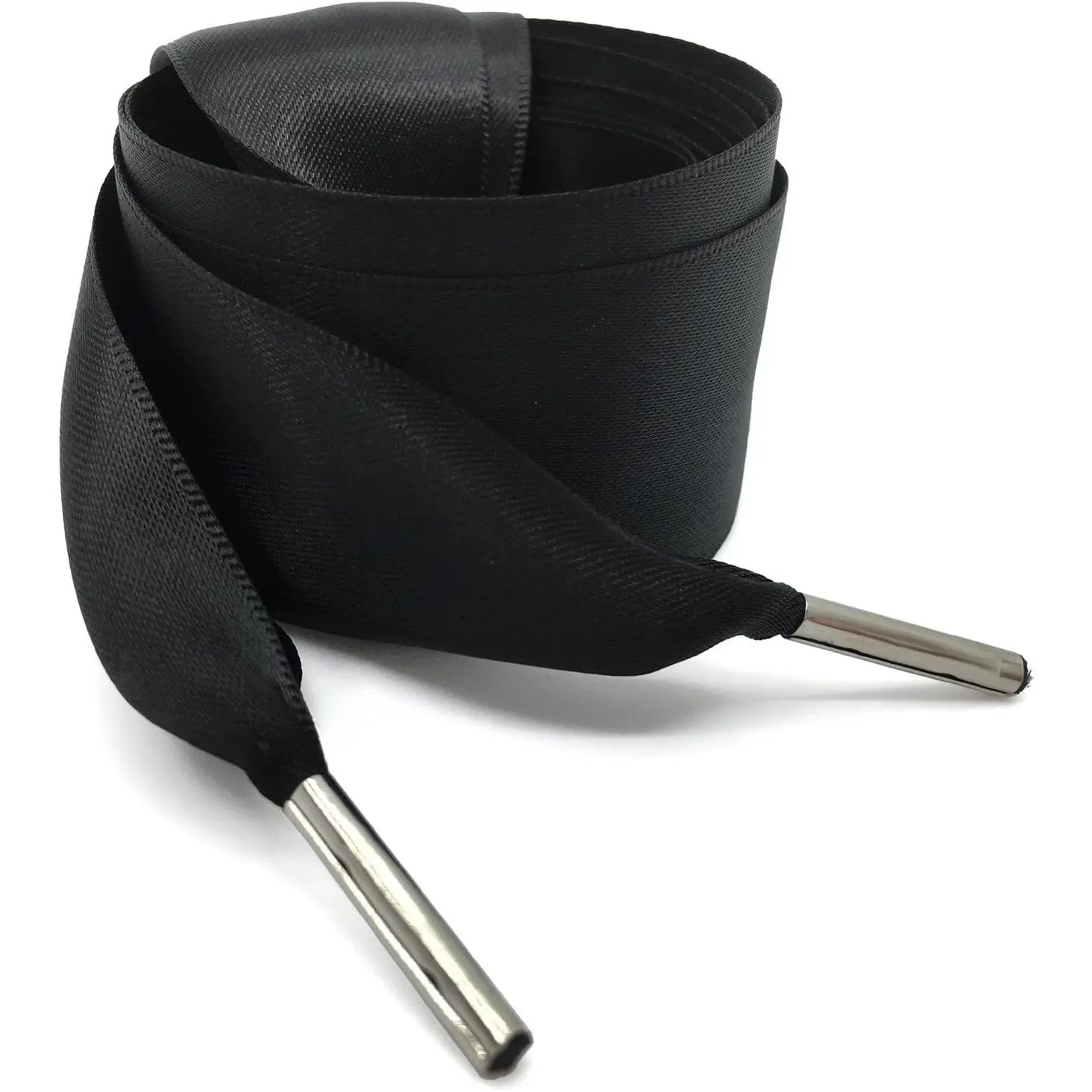 Satin Ribbon Shoe Laces: 3CM Wide Silk Shoelaces with Metal Tips | 1 Pair, 4MM  Metal Tips, 35/49 Inch, Smooth and Soft, Flat Sneakers Shoestrings