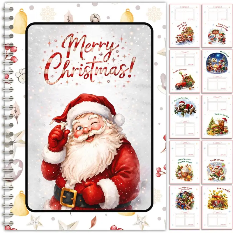 Santa Christmas Gift Card Book for Her, Holiday Gift Card Holder Book, Christmas Gift Book with Gift Card Holder, Cute Pink Christmas Gift Card Mini Book, Christmas Gift for Wife, Girlfriend, or Mom