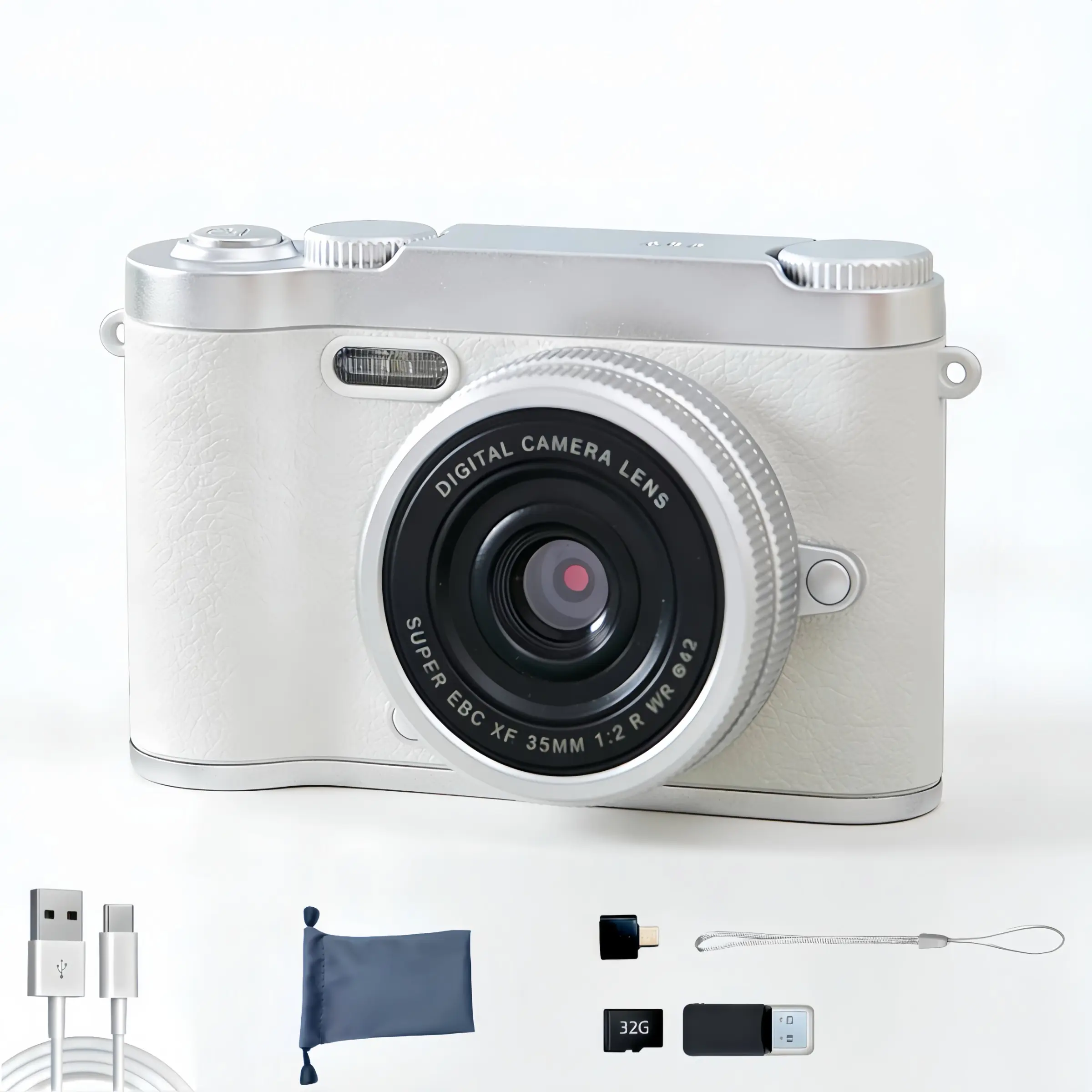 Vintage Ccd Digital Camera, Portable 48mp 1080P HD, 8x Optical Zoom, Image Stabilization, 2.4 Inch Screen, Ideal for Beginners