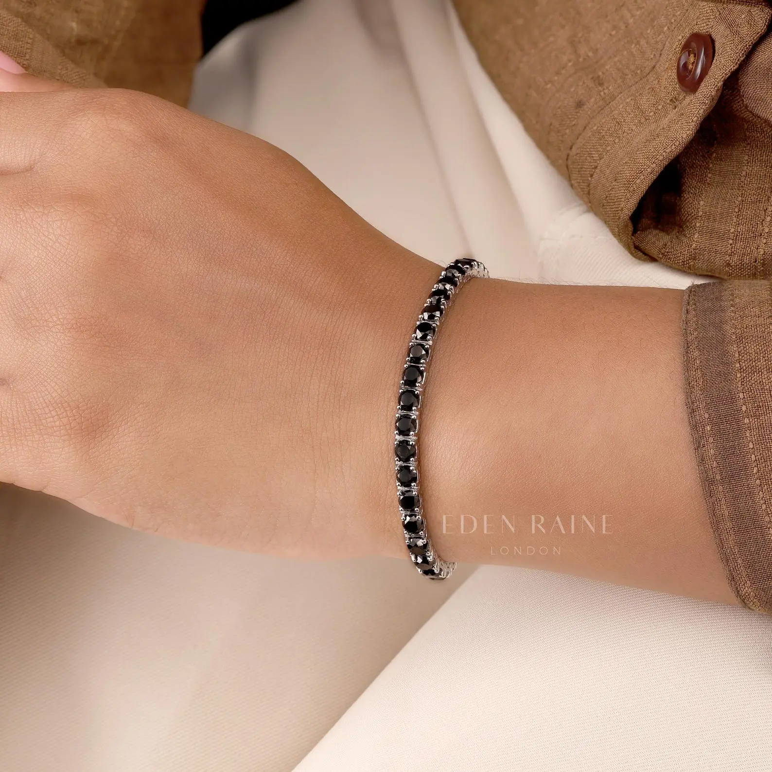 12 CTW Natural Black Diamond Tennis Bracelet | 3.9mm Round Black Diamonds | Classic Certified Diamond Bracelet | Anniversary Gift for Her