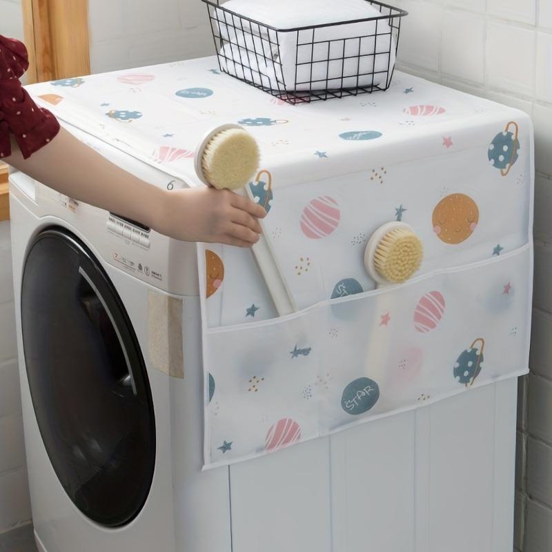 Cartoon Pattern Refrigerator Dust Cover, 1 Count Multi-functional Refrigerator Dust Cover with Pocket, Household Appliance Cover for Home Kitchen