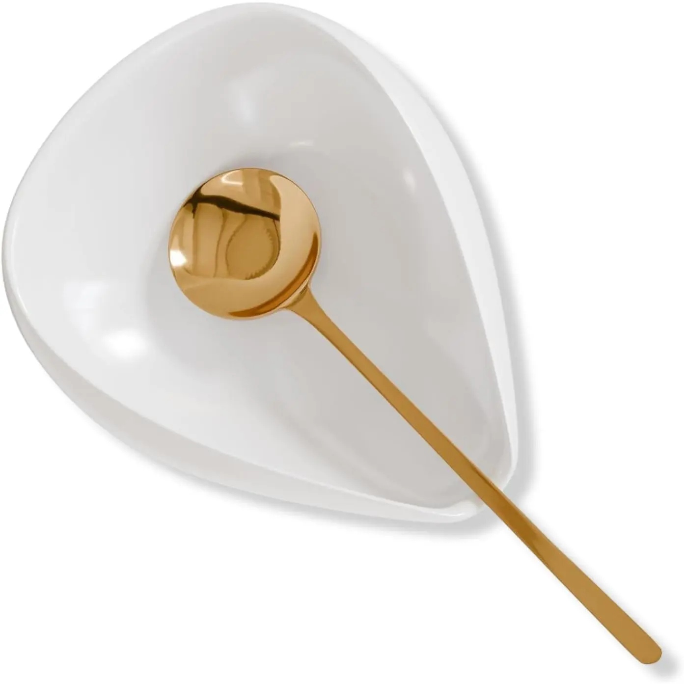 Ceramic Spoon Rest with Coffee Spoon -  Kitchen Utensil Holder for Coffee Bar - Station Accessories - Stove Top Spoon Holder for Stirrers, 10.7 x 7.5 x 4 cm, White