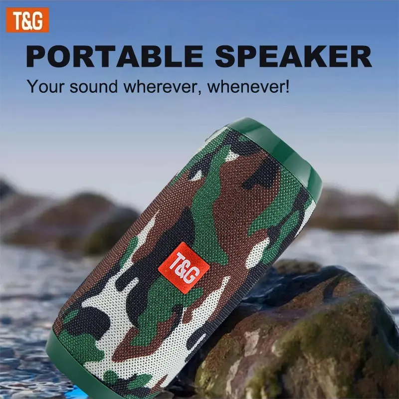 T&g Tg117 Portable Waterproof Wireless Outdoor Speaker, TWS Stereo, Hands-Free Call/fm/TF Card/USB, Connects to Phone/tablet/TV, Ideal Gift, Rechargeable Waterproof Speakers
