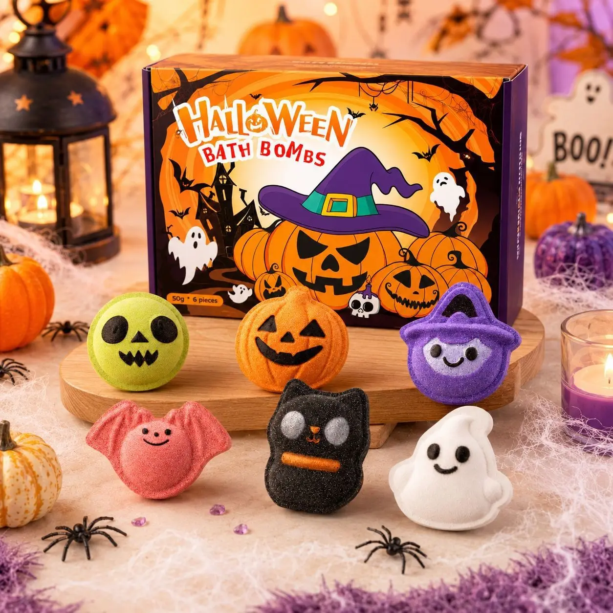 Halloween Bath Salt Bombs Set, Pumpkin Head, Witch, Skull, Ghost, Cat, Bat, Relaxing Bath Treats, Perfect Halloween Gift