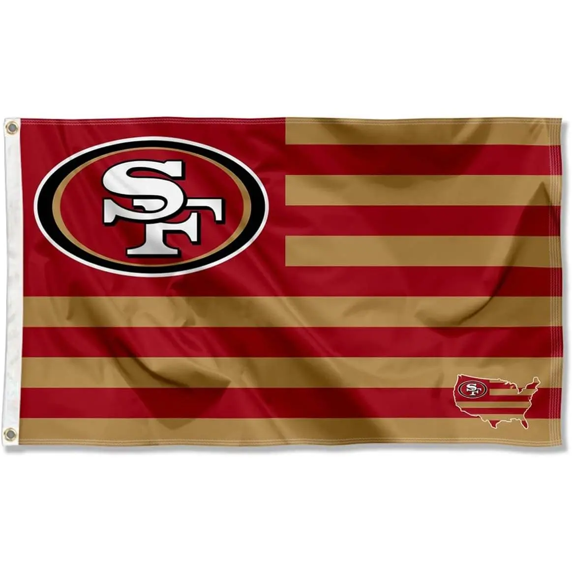 San Francisco 49ers Lightweight Print Flag - 60x90cm/2x3ft Patriotic Banner, 3x5ft Grommet Banner with USA Stripes for Party, Camping, Outdoor Decor