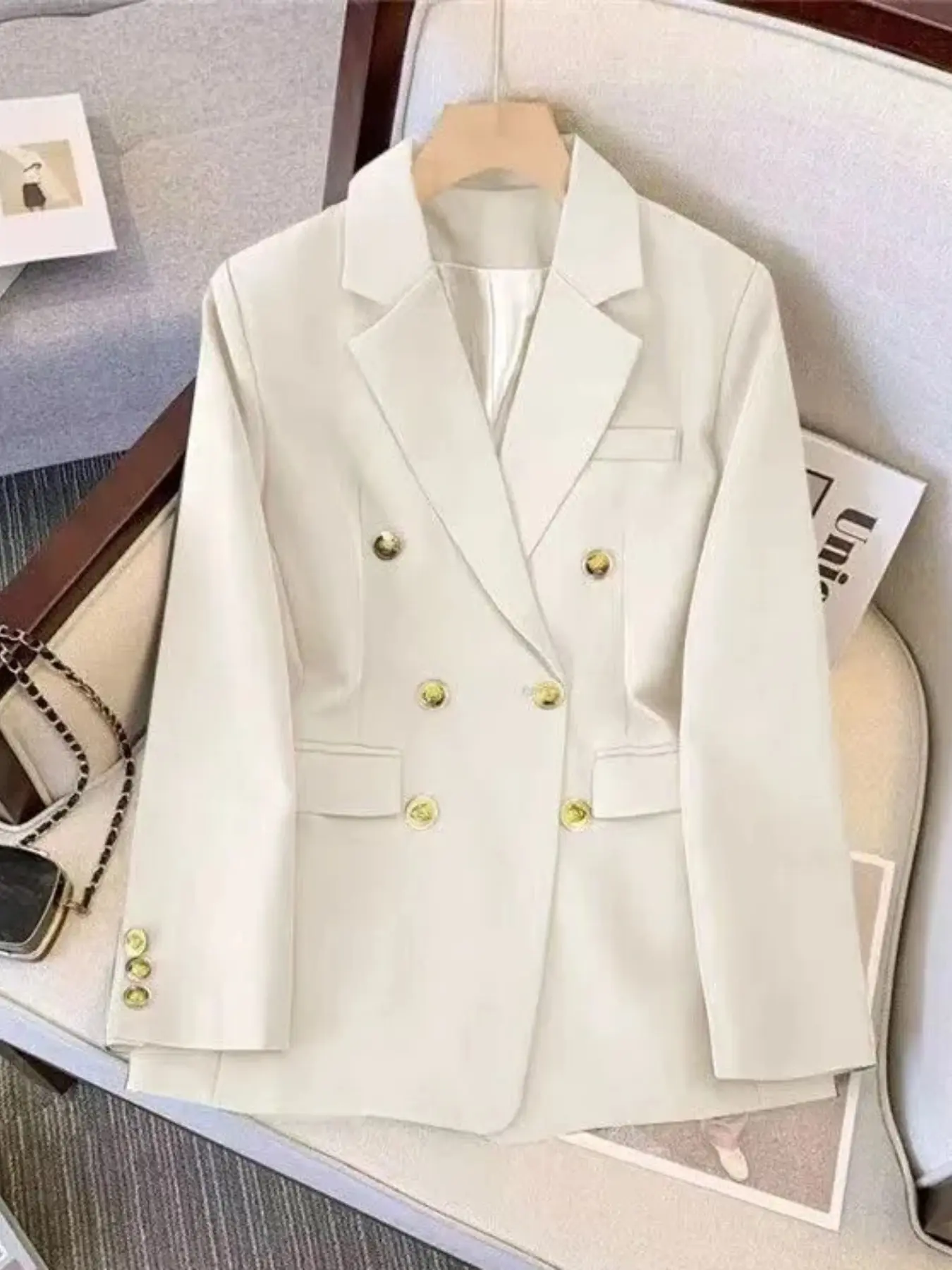 2026 Spring Fall New Large Size Double Row Button Suit Women, Korean Style Professional Elegant Chic Long Sleeve Jacket, Slim Fit Commuter Blazer