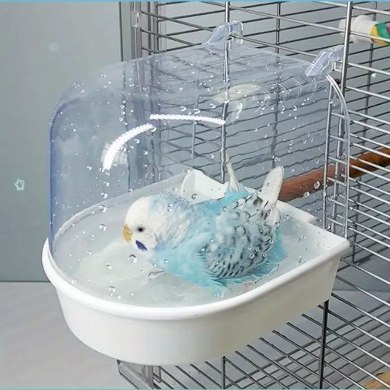 1 Blowout-proof Finch Bath - Clear Cage Bath, Easy To Clean, Lightweight and With Handle, Suitable for Small To Medium-sized Birds. Compatible with Parrots, Lovebirds, Red-headed Ducks and Various Songbirds