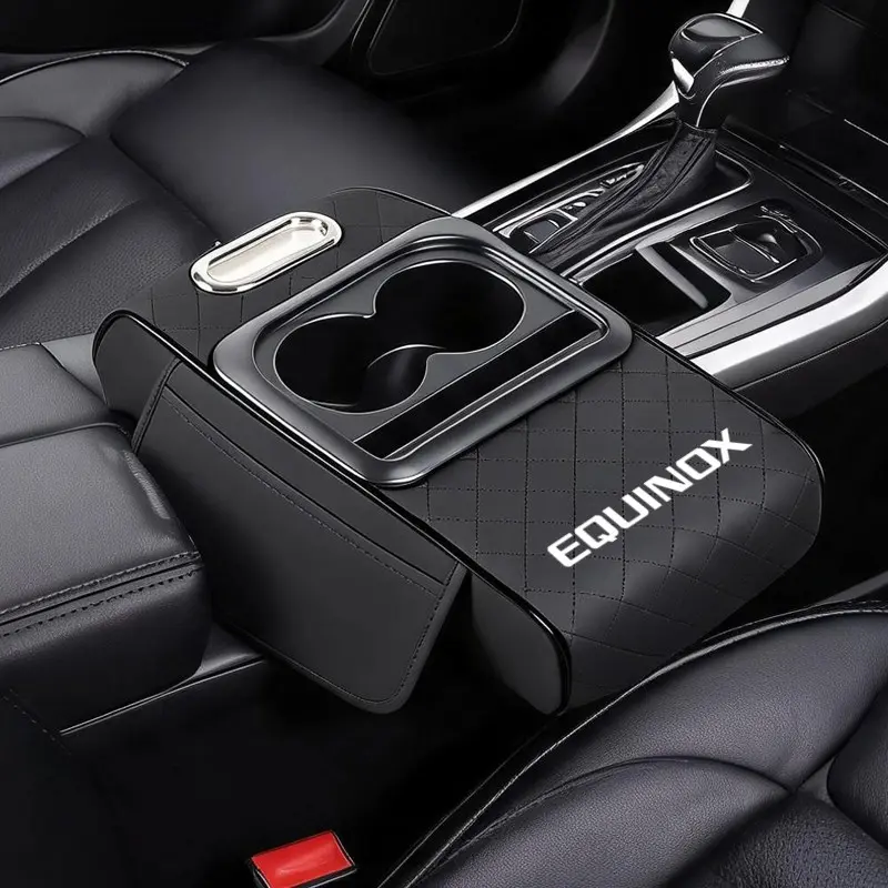 For Chevrolet Equinox Car Heightening Armrest Pad with 4-In-1 Central Console Protection, Side Cup Holder and Tissue Holder for Storage, Interior Multi-Functional Accessories