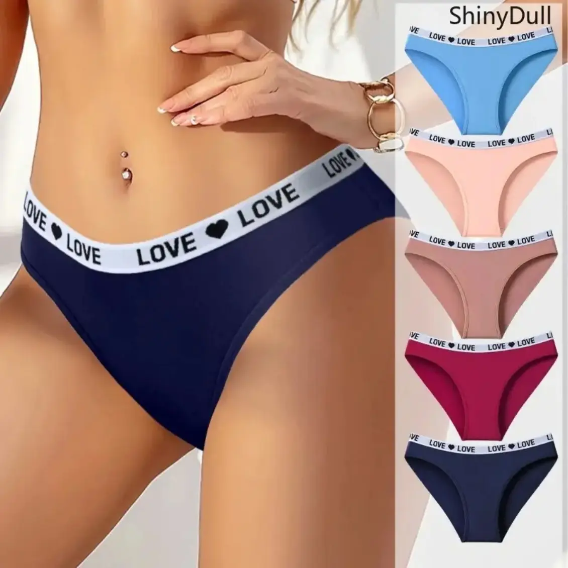 Women's 5 Pack Cotton Briefs, Low Waisted Lingerie with Letter Straps, Soft Breathable Stretch Fabric for Everyday Wear, Cotton Underwear, Daily Wear, Panties, Breathable Lightweight Undies, Panties For Women, Breathable Softness