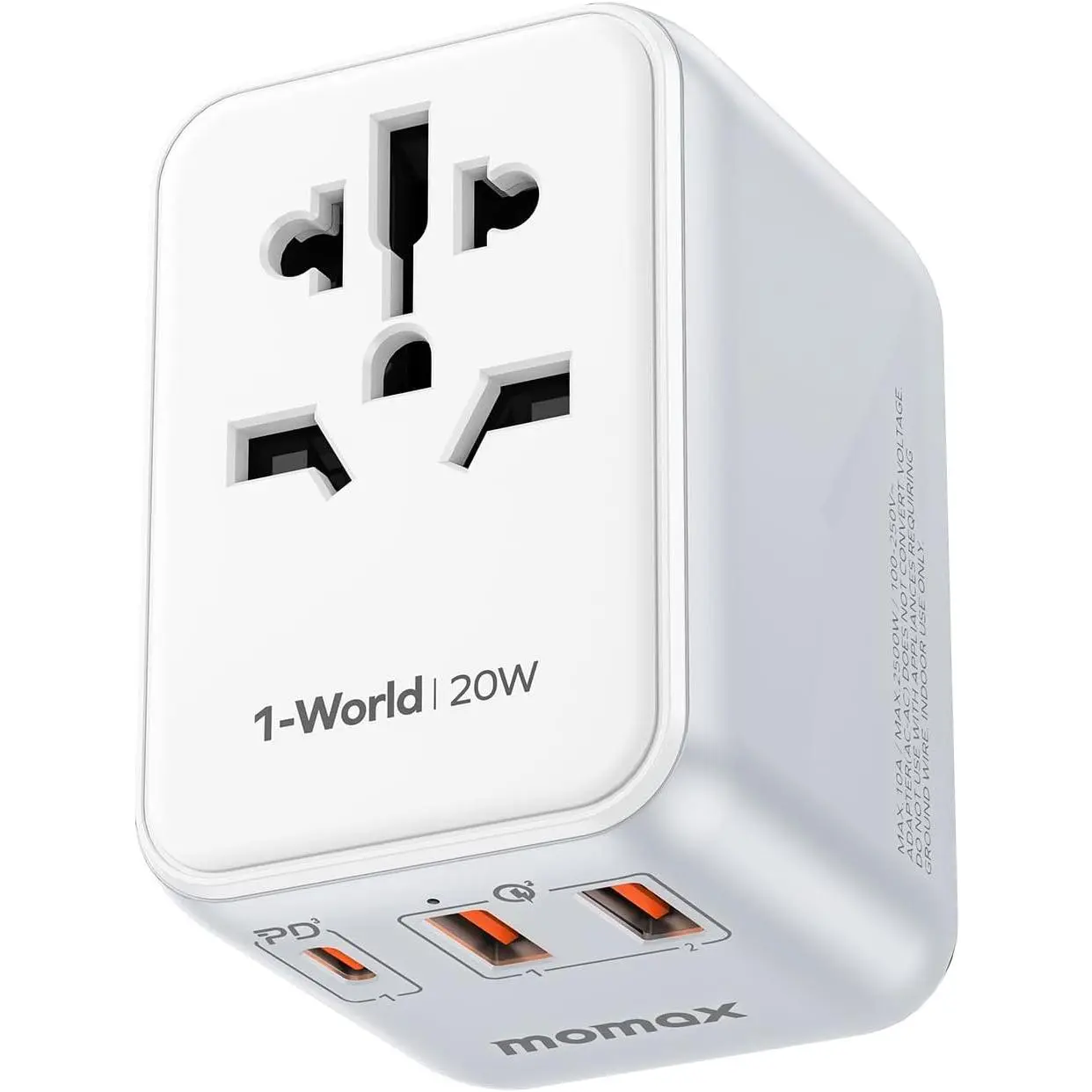 Travel Adapter, 20W+18W International Plug Adapter with 2 USB-A Quick  & 1 USB C PD  ,1 AC, -in- Wall Charger for  EU UK AUS JP (Type C/A/G/I)