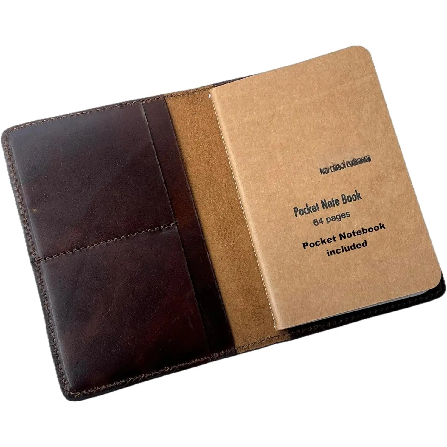 Leather Journal Cover with Secure Closure - 3.5x5.5" Refillable Notebook Cover, Compatible with Field Notes & Moleskine Cahier, Travel Office Stationery Accessory
