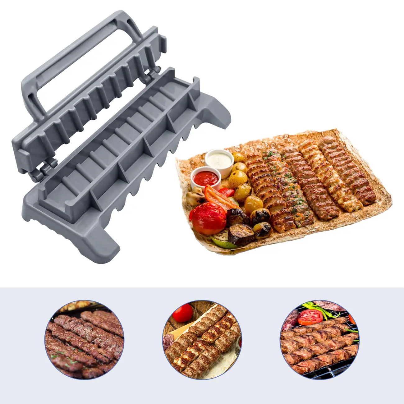 1 Pack BBQ Meat Skewer Maker, Manual Kebab Making Mold for Outdoor Camping, Portable BBQ Grill Tool for Shish Kabob, Perfect for Outdoor Picnic and Family Gathering