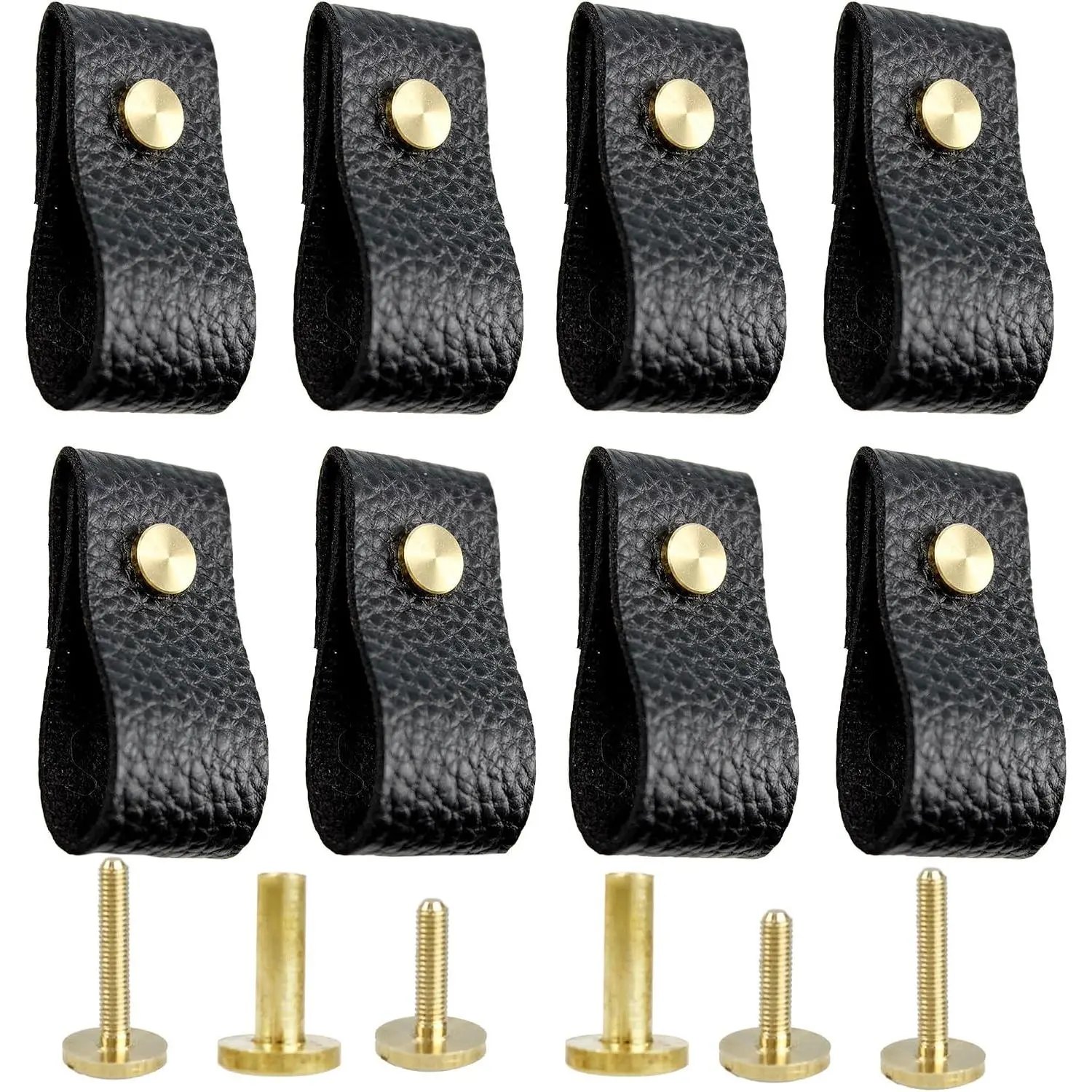 8 count Black Leather Drawer Pulls, Modren Leather Pulls Handles, Soft Leather Cabinet Pulls knobs, Leather Furniture Pulls or Cabinet, Doors, Drawers, Closet