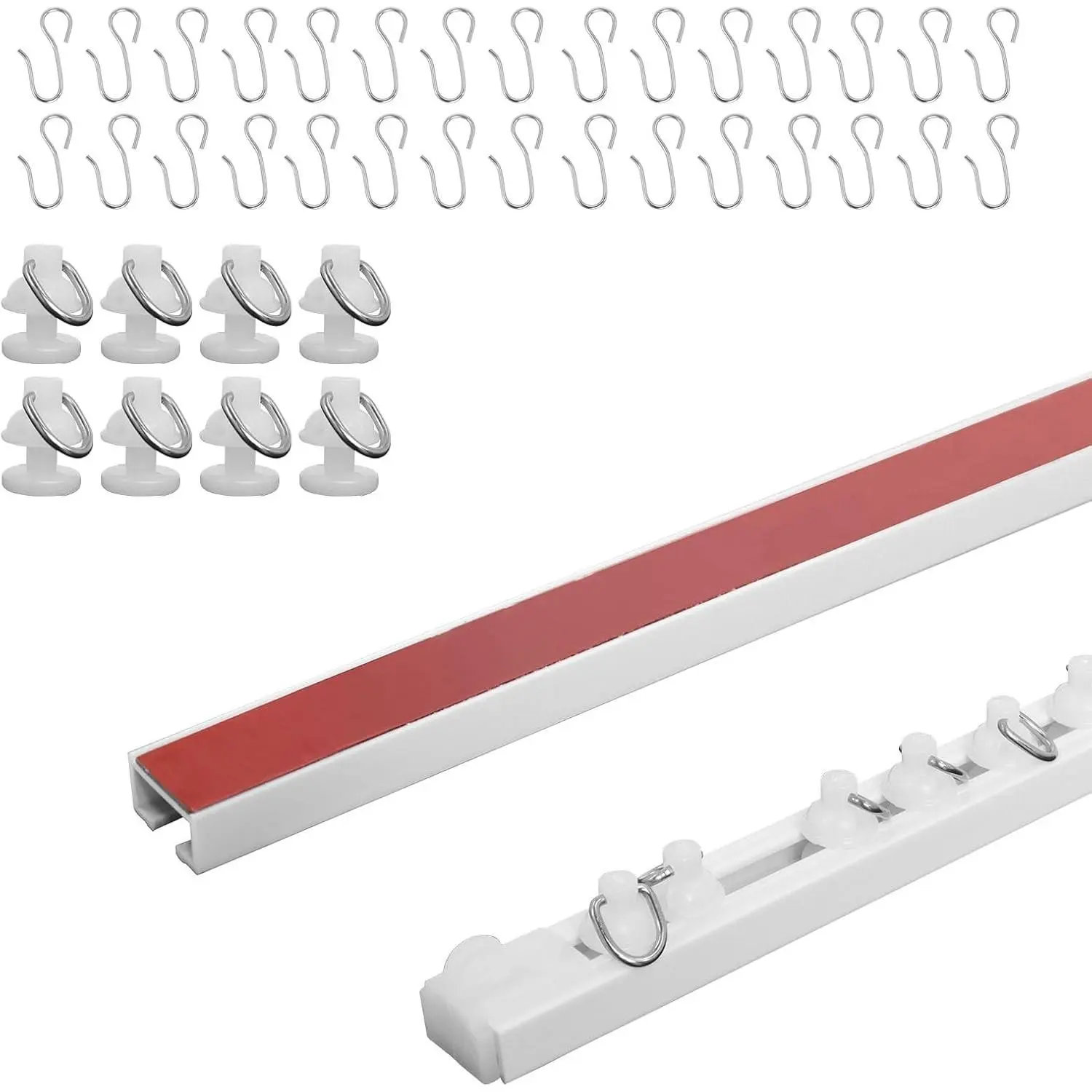 79 Inch Adhesive Curtain Track,Curtain Self Adhesive DIY Track No Drill,Smooth Ceiling Mount Wall Mount Curtain Track