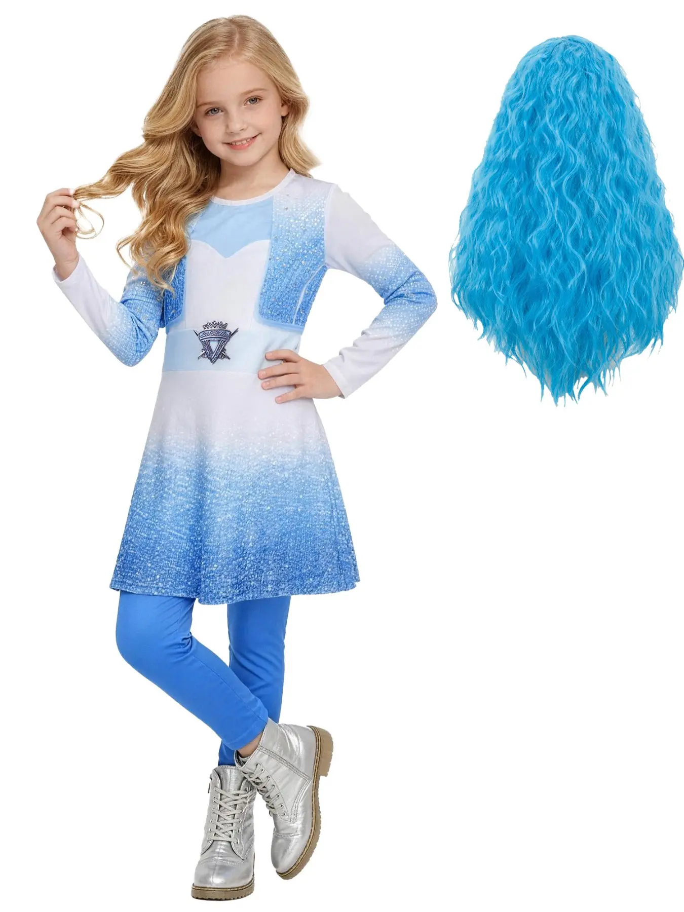 Adorable Princess Costume Set for Girls, Elegant Role-Playing with Wig, Perfect for Birthday Parties and Events