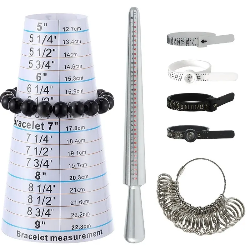 7-Piece Ring Size Measurement Tool Set, Adjustable Bracelet Core Band, Jewelry Making Kit, Ring Size Measuring Tools
