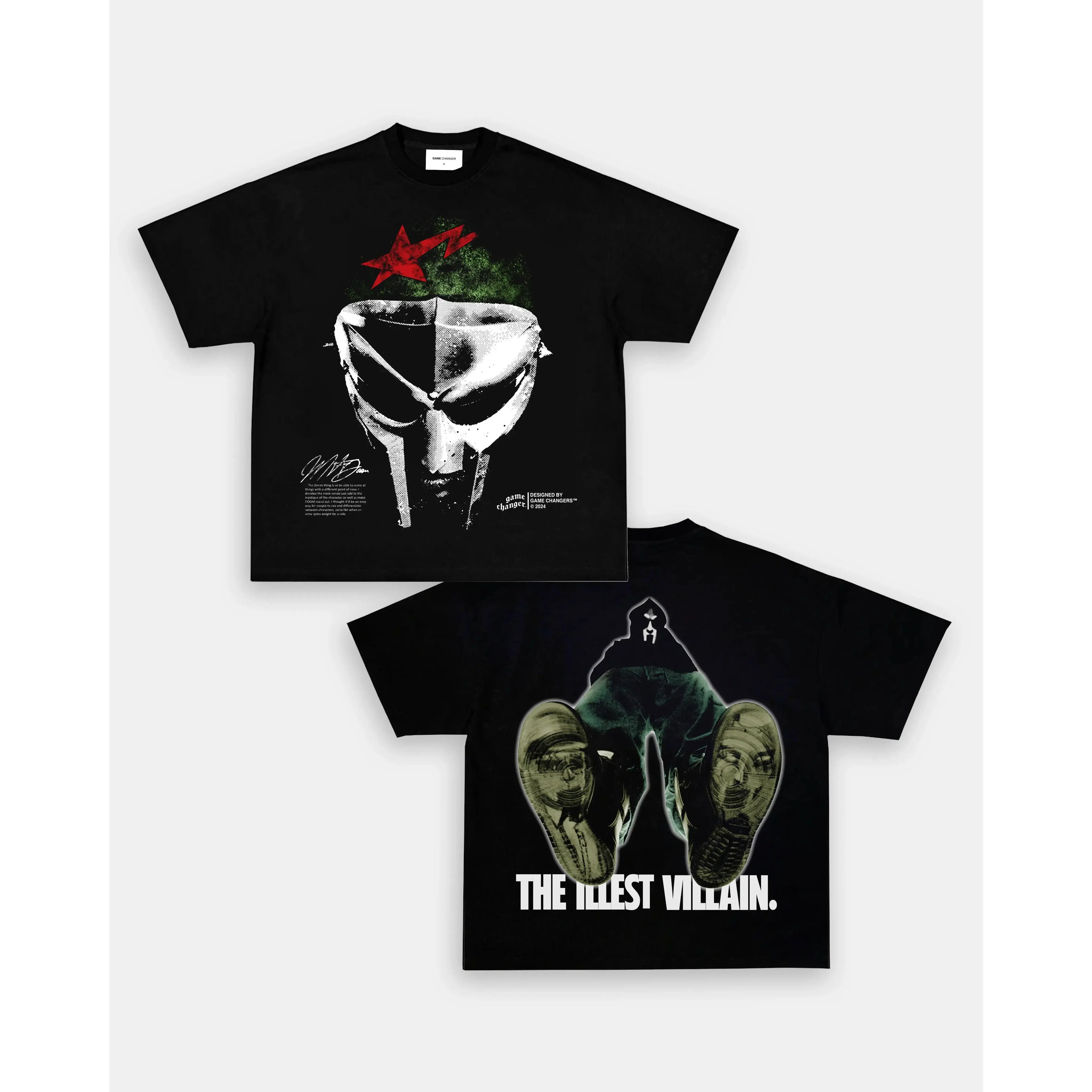 MF DOOM V3 TEE -  Double Sided Prints - Vintage Graphic - Unisex Heavy Cotton Tee - Casual Classic T-Shirt