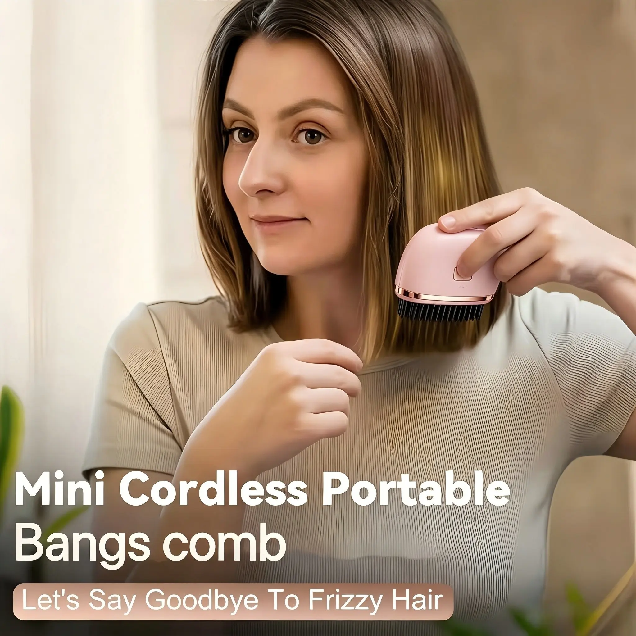 Mini Wireless Straight Hair Comb, Portable And Compact Straight Hair Comb, USB Charging Portable Straight Hair Brush, Small Hot Comb, Heat-Resistant And Lightweight Travel Style, Essential for Family And Travel, Preferred for Women'S Gifts
