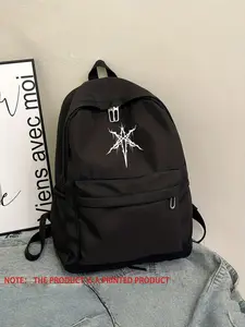 Gothic Thorn Print Backpack, Durable Nylon Material, Versatile for School & Daily Use, Easy to Clean, Perfect for All Seasons