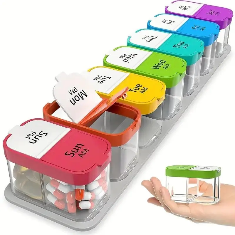 14 Compartment Plastic Medicine Storage Box, Medical Organizer, Sturdy & Safe Food Grade Material, Ideal Gift for Holidays & Special Occasions