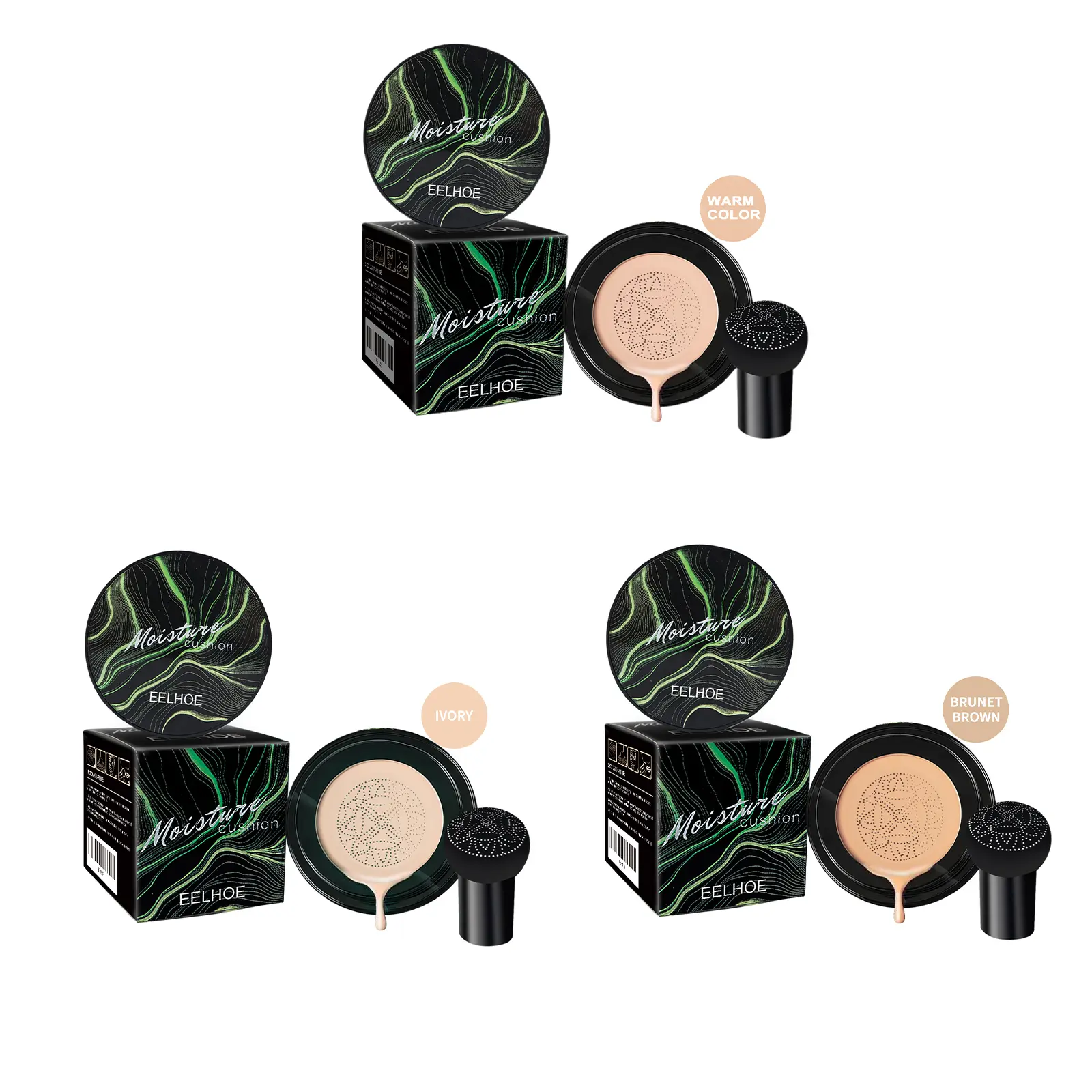 Moisture Cushion BB-CC Cream Cosmetic - Moisturizer, Hydrating Waterproof Blemish-Hiding Natural Nude Makeup Foundation with Brightening Effect, Water Proof, Hyaluronic, Cream Cushion, Nude Finish