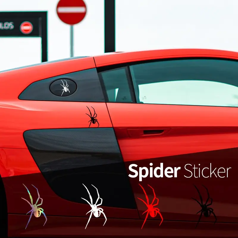 1pc Spider Sticker, Waterproof DIY Decorative Sticker, Easy to Apply, Car Motorcycle Laptop Decoration, Halloween Essential Atmosphere Sticker, Universal Car Sticker