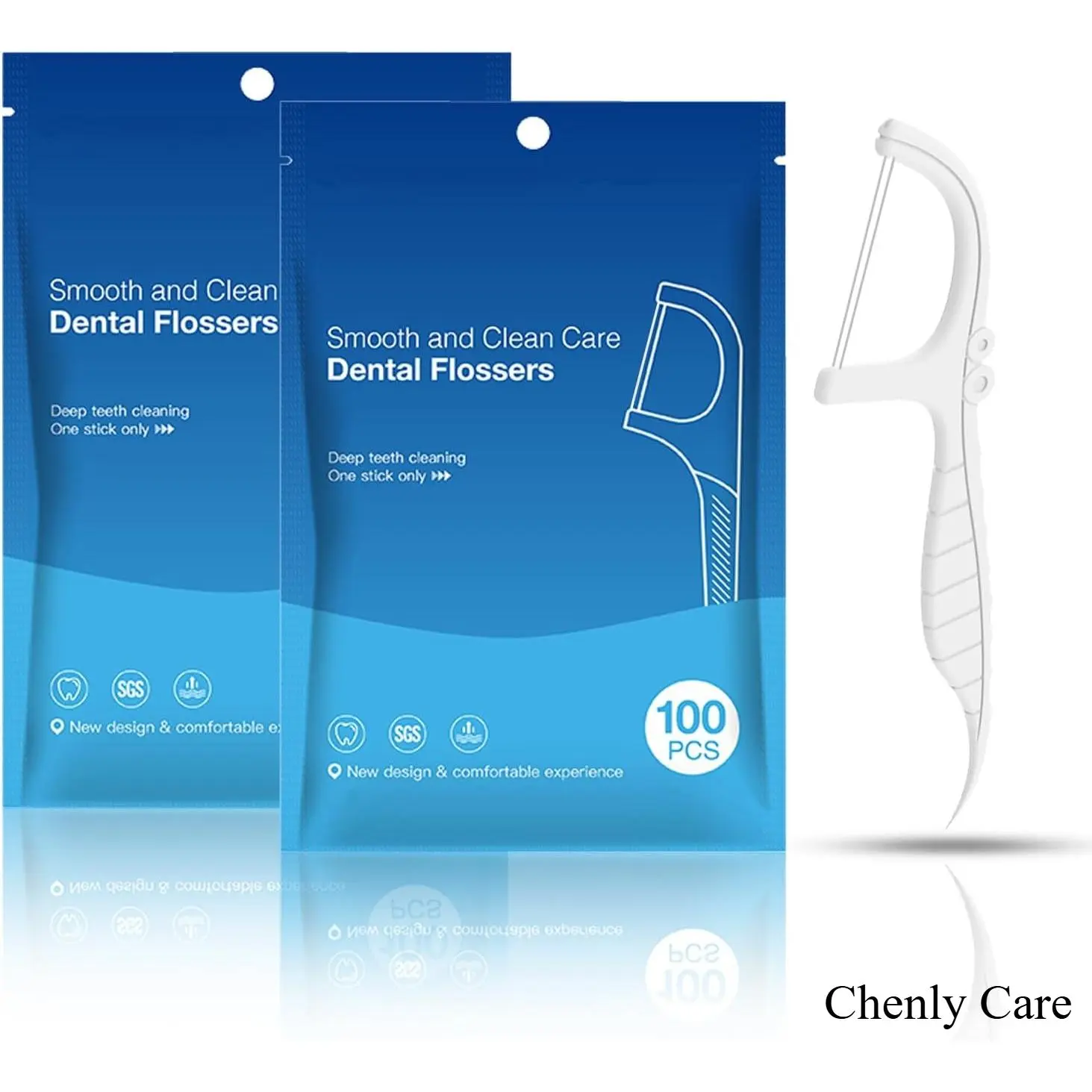 Chenly Care Dual-Line Dental Floss Picks - 200 Count Mint-Flavored Disposable Alcohol-Free Durable Lightweight Flossers with Toothpick, Deep Cleaning Fresh Breath Portable Oral Care Tools for Adults, Dual-Line Floss