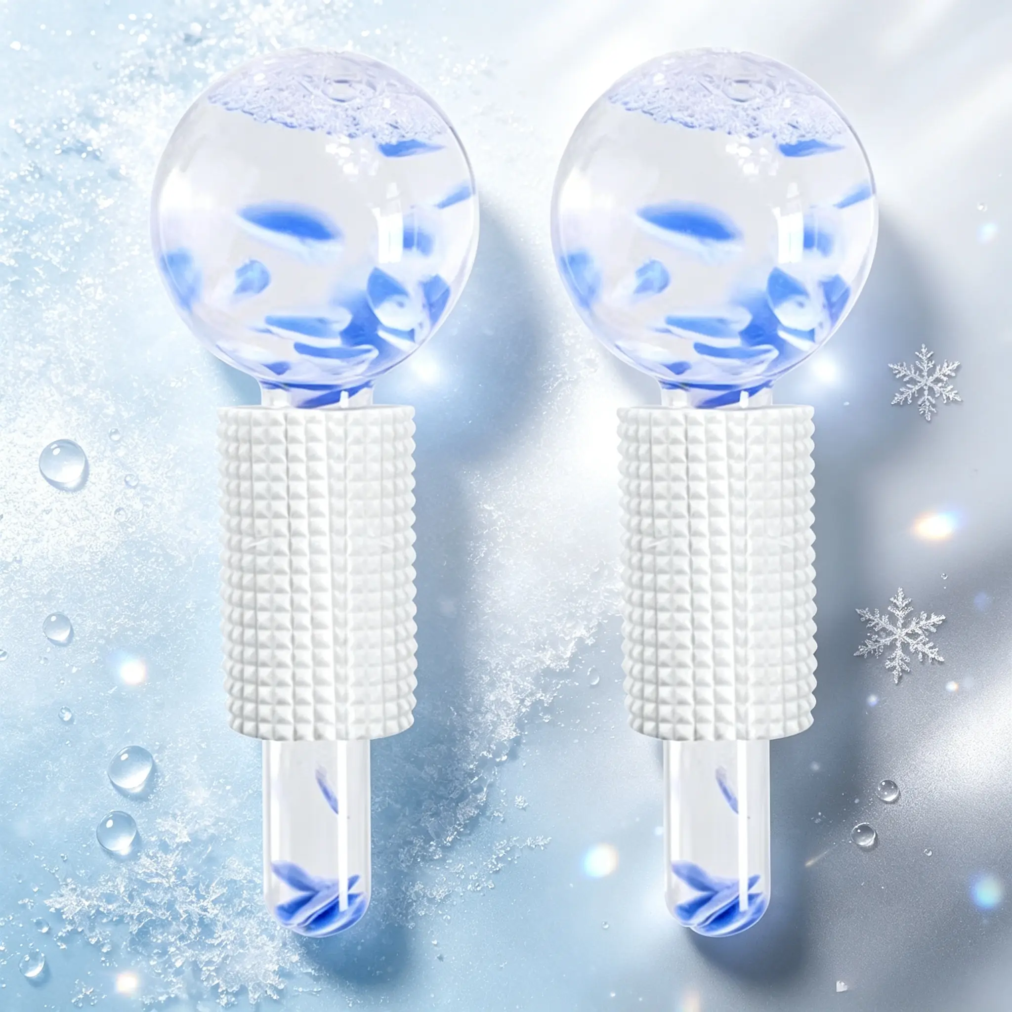 Soothing facial ice cooling massage spheres with lasting cold SPA effect, durable for repeated freezing. Relieves edema and seasonal sensitive redness, tightens pores, portable cold compress tool for daily skincare and sunburn emergency repair.