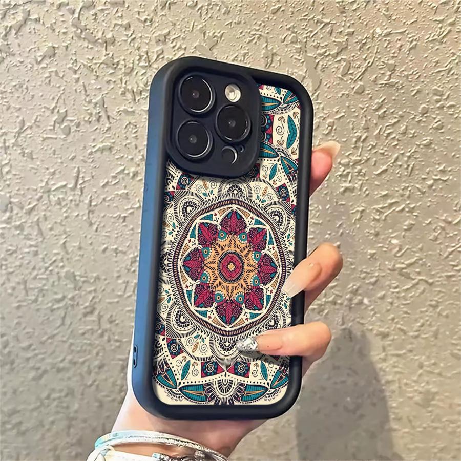 Mandala Pattern Phone Case Suitable for Apple iPhone 17 E Air Pro ProMax iPhone16 15 14 Plus 13 12 Mini 11 X XS XR Shock Proof All Inclusive Lens Protection Vintage Exquisite Can be given to friends